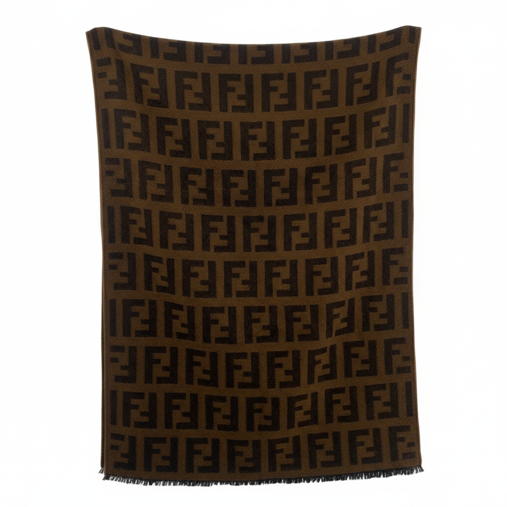 FENDI – Zucca Wool Stall / Muffler – Brown Wool – 100% Authentic ✨Previously Owned Very Good Condition ~25% Off MSRP