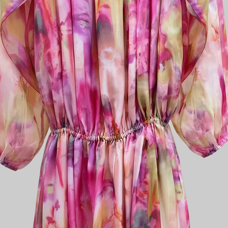 Watercolor Off-the-Shoulder Maxi Dress