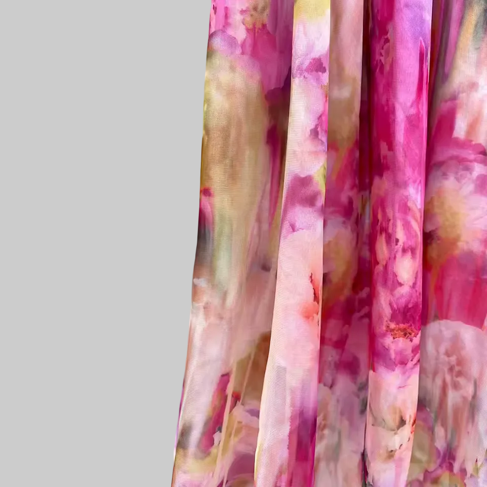 Watercolor Off-the-Shoulder Maxi Dress