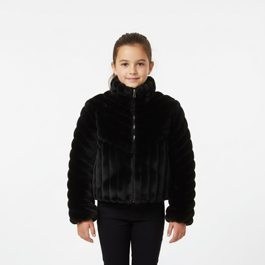 MONCLER Black faux fur jacket 