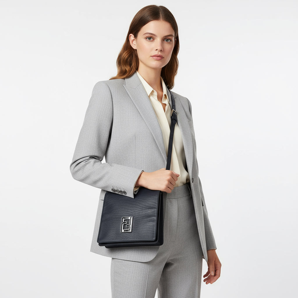 FENDI – FF Logo Nylon Shoulder Bag – Black – Unisex – 100% Authentic Excellent ✨Previously Owned Condition ~27% Off MSRP