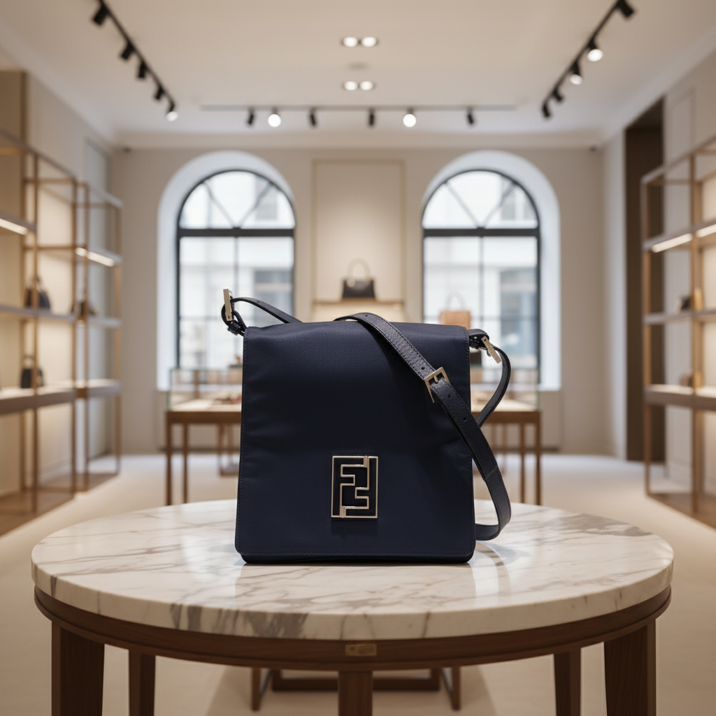 FENDI – FF Logo Nylon Shoulder Bag – Black – Unisex – 100% Authentic Excellent ✨Previously Owned Condition ~27% Off MSRP