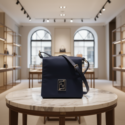 FENDI – FF Logo Nylon Shoulder Bag – Black – Unisex – 100% Authentic Excellent ✨Previously Owned Condition ~27% Off MSRP