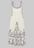Tie Shoulder Linen Midi Dress