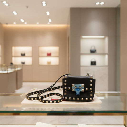 VALENTINO GARAVANI – Rockstud Shoulder Bag – Black Leather – Italy – 100% Authentic ✨Previously Owned UNUSED-Pristine  Condition ~43% Off MSRP