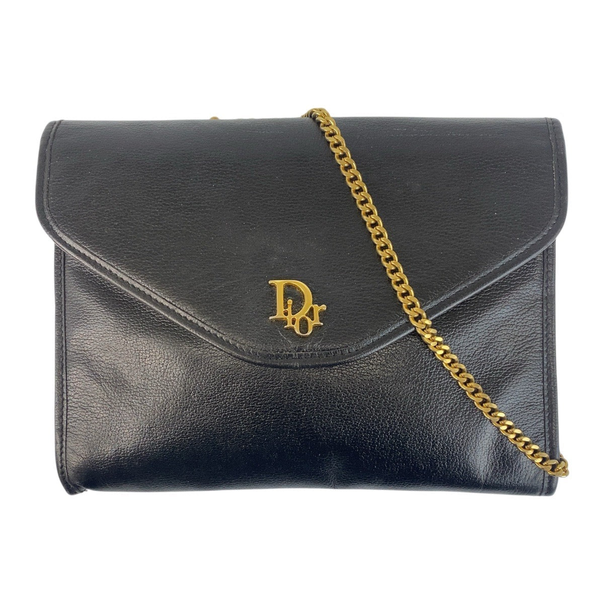 Christian Dior – Vintage Chain Shoulder Clutch – Black Leather with Gold-Tone Chain & “Dior”Logo – ✨ Previously Owned well kept Vintage Condition.