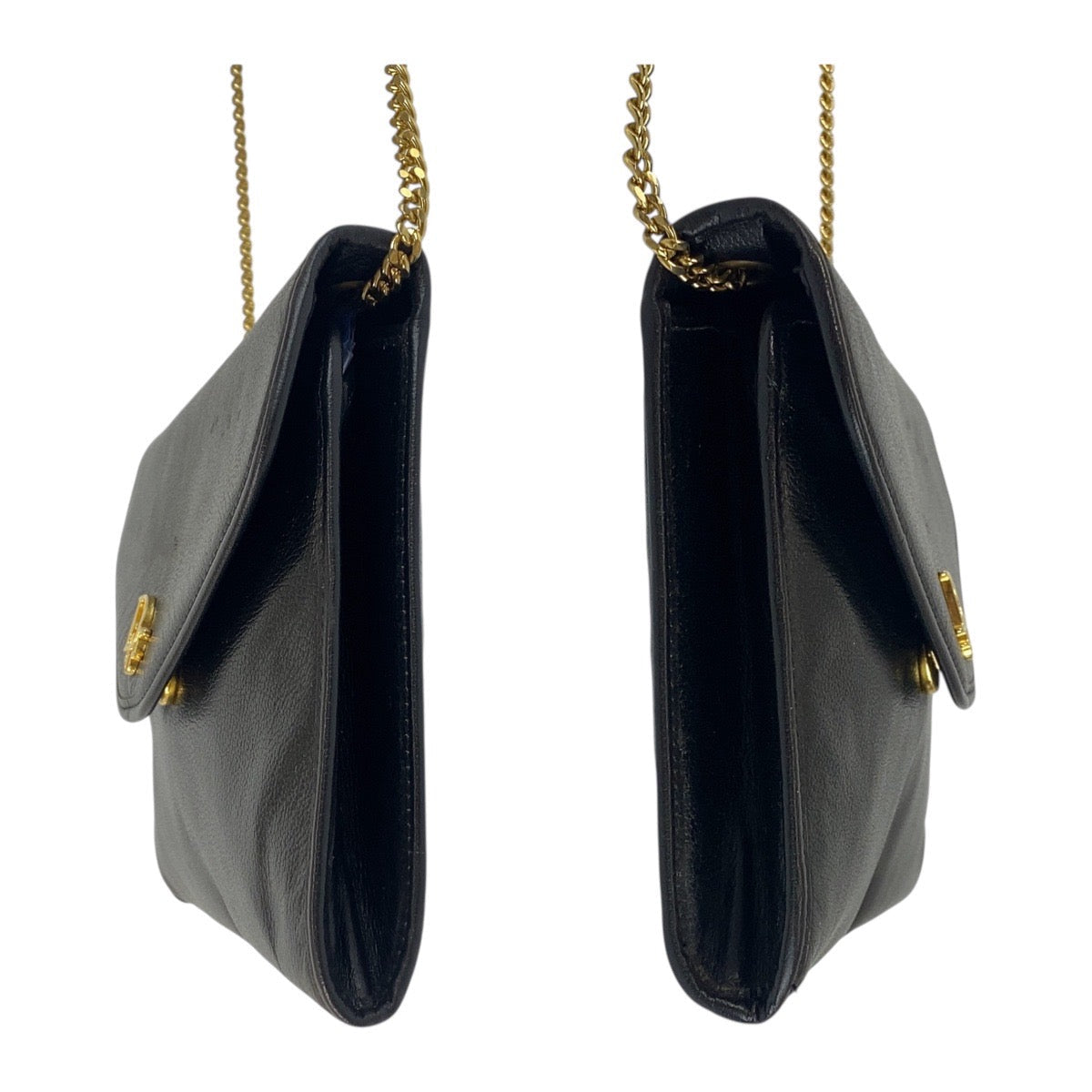 Christian Dior – Vintage Chain Shoulder Clutch – Black Leather with Gold-Tone Chain & “Dior”Logo – ✨ Previously Owned well kept Vintage Condition.