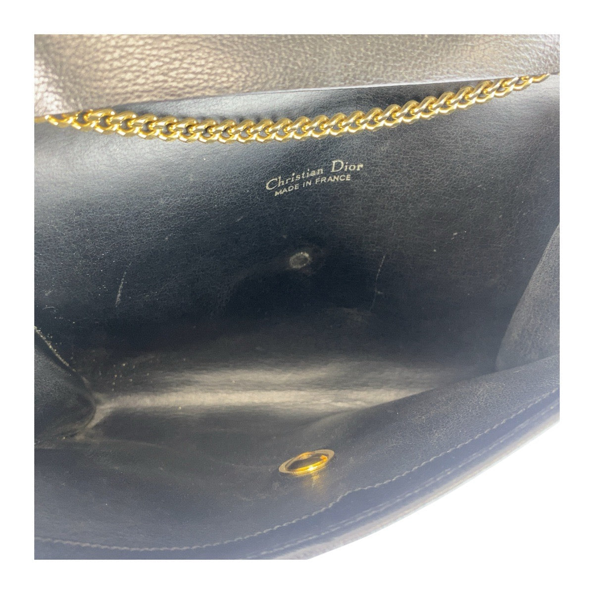 Christian Dior – Vintage Chain Shoulder Clutch – Black Leather with Gold-Tone Chain & “Dior”Logo – ✨ Previously Owned well kept Vintage Condition.