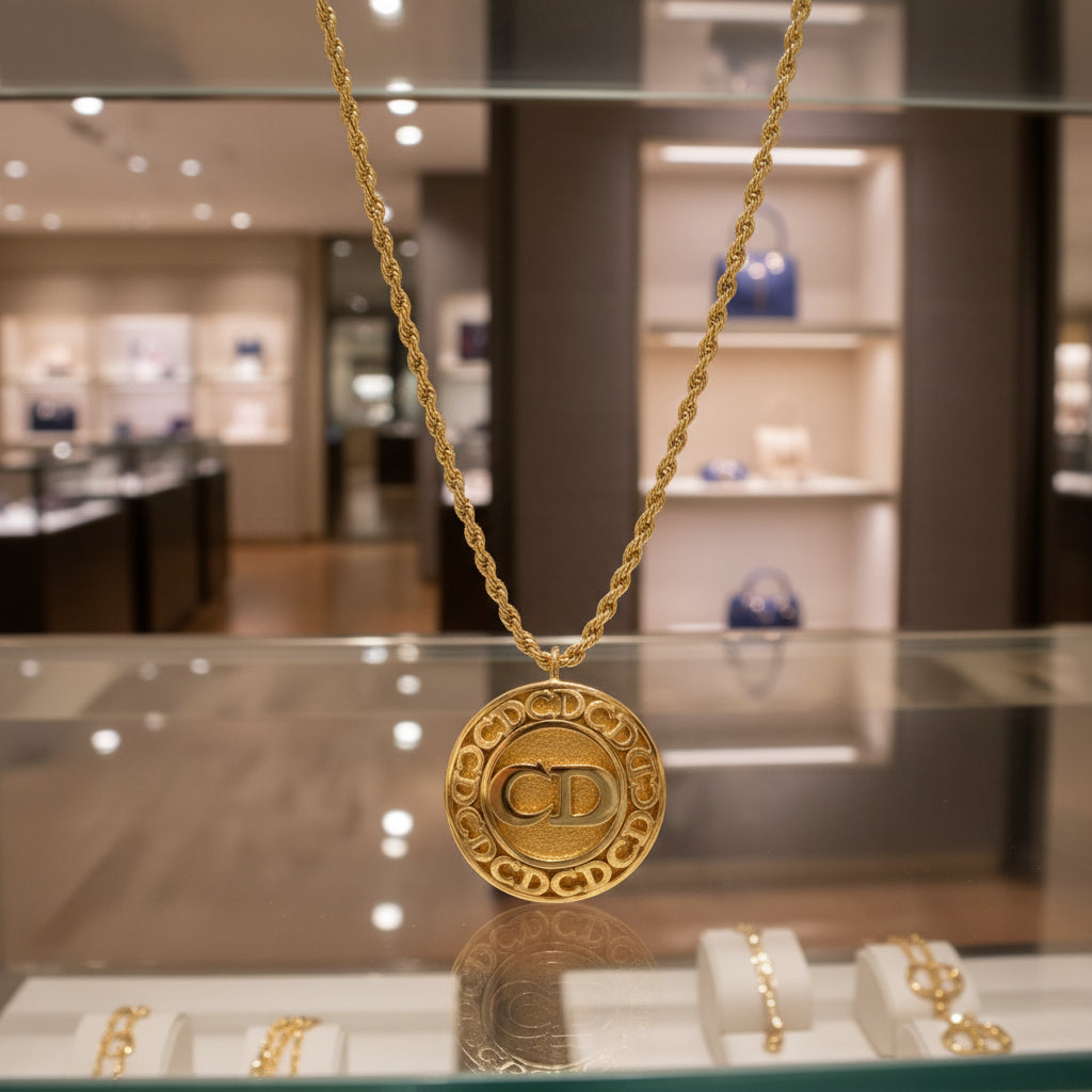 DIOR Metal Gold Necklace 100% Authentic Very Good ✨ Previously Owned Condition ~37% Off MSRP