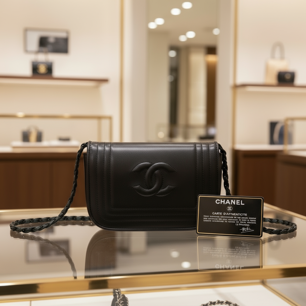 CHANEL – Lambskin Shoulder Bag – COCO Mark – Vintage 0-Series (1986–1988) – 100% Authentic ✨ Previously Owned Excellent Condition ~74% Off MSRP