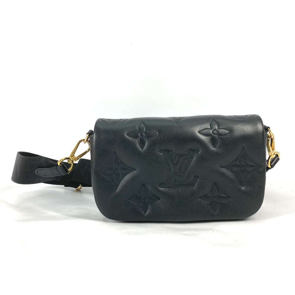 LOUIS VUITTON – Shoulder Bag – Monogram Bubblegram Wallet on Strap – Black Leather – 100% Authentic ✨Previously Owned Excellent Condition ~38% Off MSRP