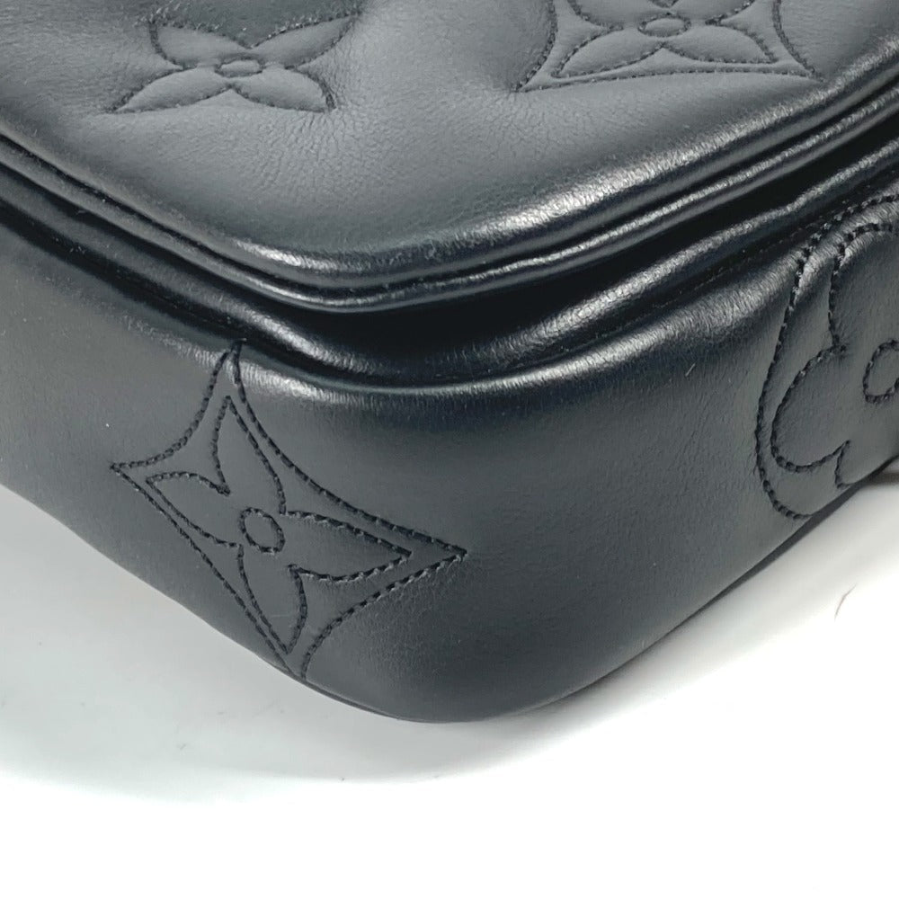 LOUIS VUITTON – Shoulder Bag – Monogram Bubblegram Wallet on Strap – Black Leather – 100% Authentic ✨Previously Owned Excellent Condition ~38% Off MSRP