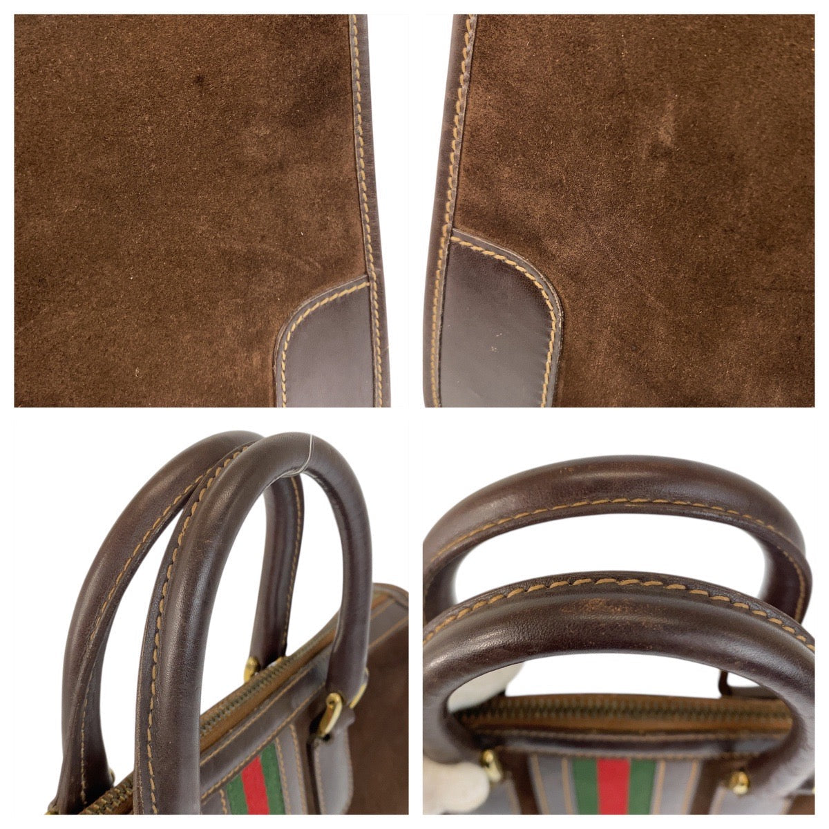 GUCCI – Sherry Line 2-Way Handbag / Tote – Suede &amp; Leather – Brown with Gold Hardware – Modern Collection – 100% Authentic ✨Previously Owned Excellent Condition ~41% Off MSRP