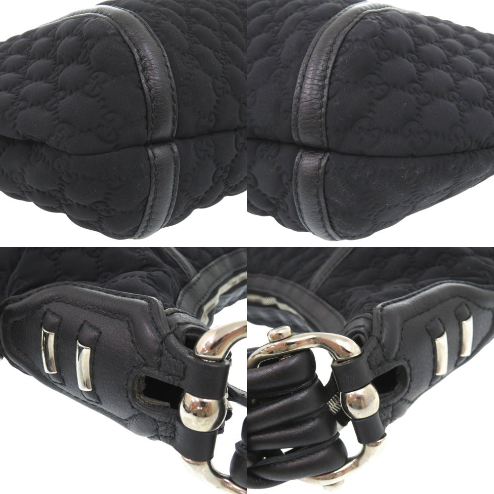 GUCCI – GG Logo One-Belt Fringe Bamboo Horsebit Hobo – Black Nylon – Modern Collection – 100% Authentic ✨Previously Owned Excellent Condition