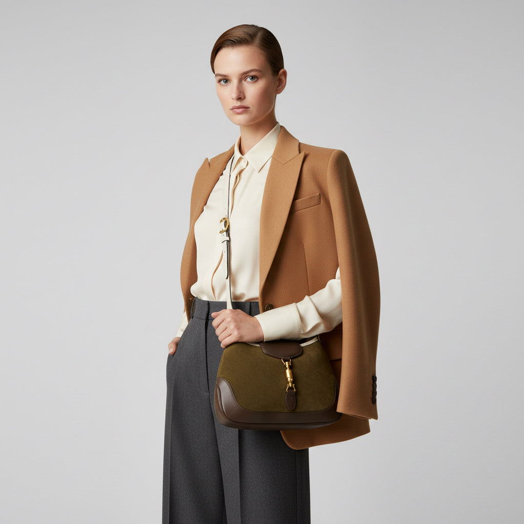 GUCCI – Jackie Shoulder Bag – Vault Vintage, Brown Suede & Leather – Italy – 100% Authentic ✨Previously Owned Almost New Condition ~59.7% off MSRP.