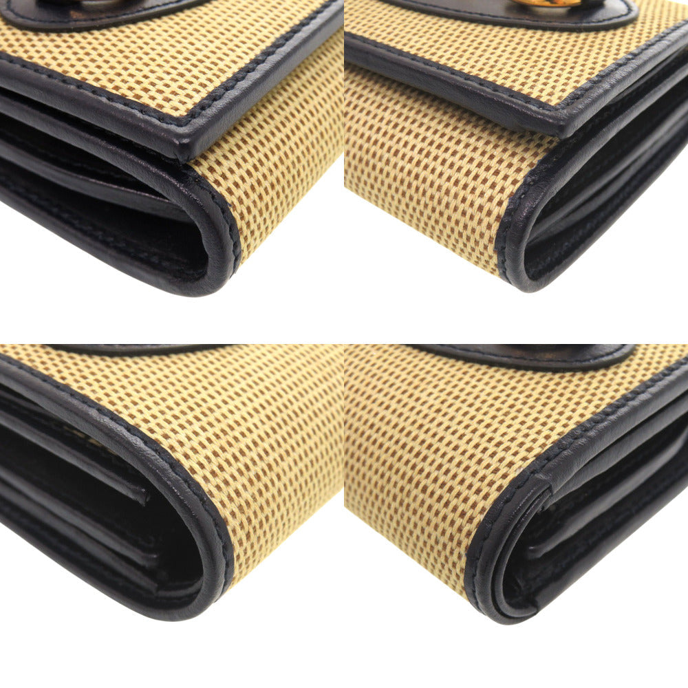 GUCCI – Horsebit Bifold Wallet – Beige Canvas & Leather  – Italy – 100% Authentic ✨Previously Owned Near-Mint Condition -26% Off MSRP