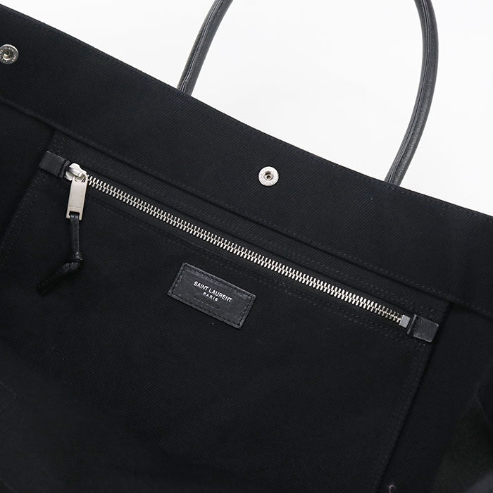 SAINT LAURENT – Rive Gauche Tote Bag – Black Canvas – Italy 100% Authentic ✨Previously Owned Very Good Condition ~51% Off MSRP