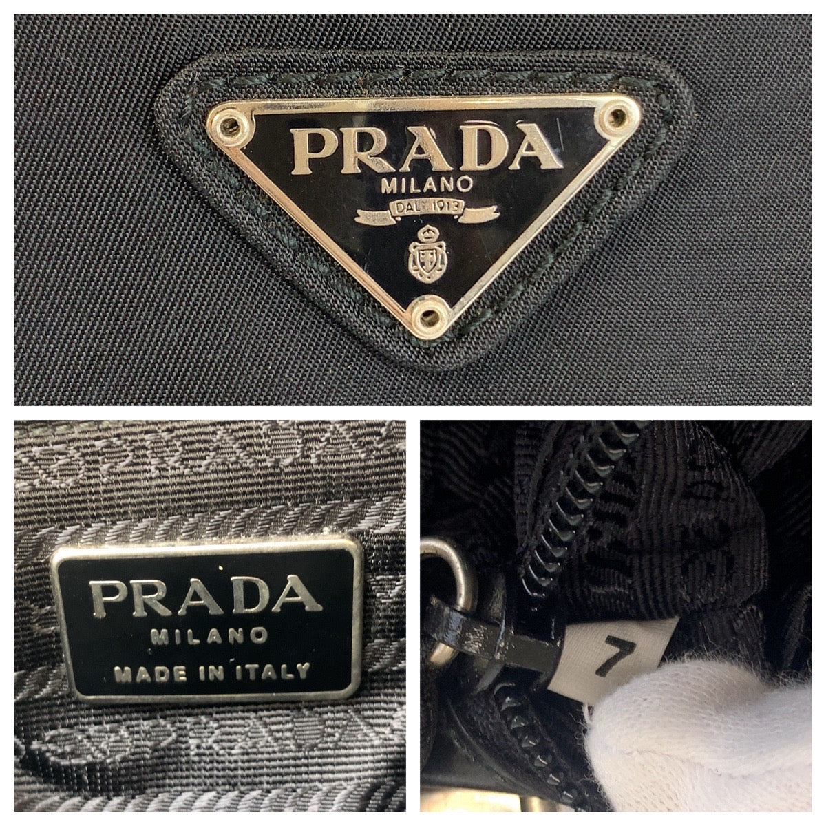 PRADA – Nylon Shoulder Pochette with Triangle Logo – Black with Silver Hardware – 100% Authentic ✨Previously Owned Very Good Condition ~40% Off MSRP