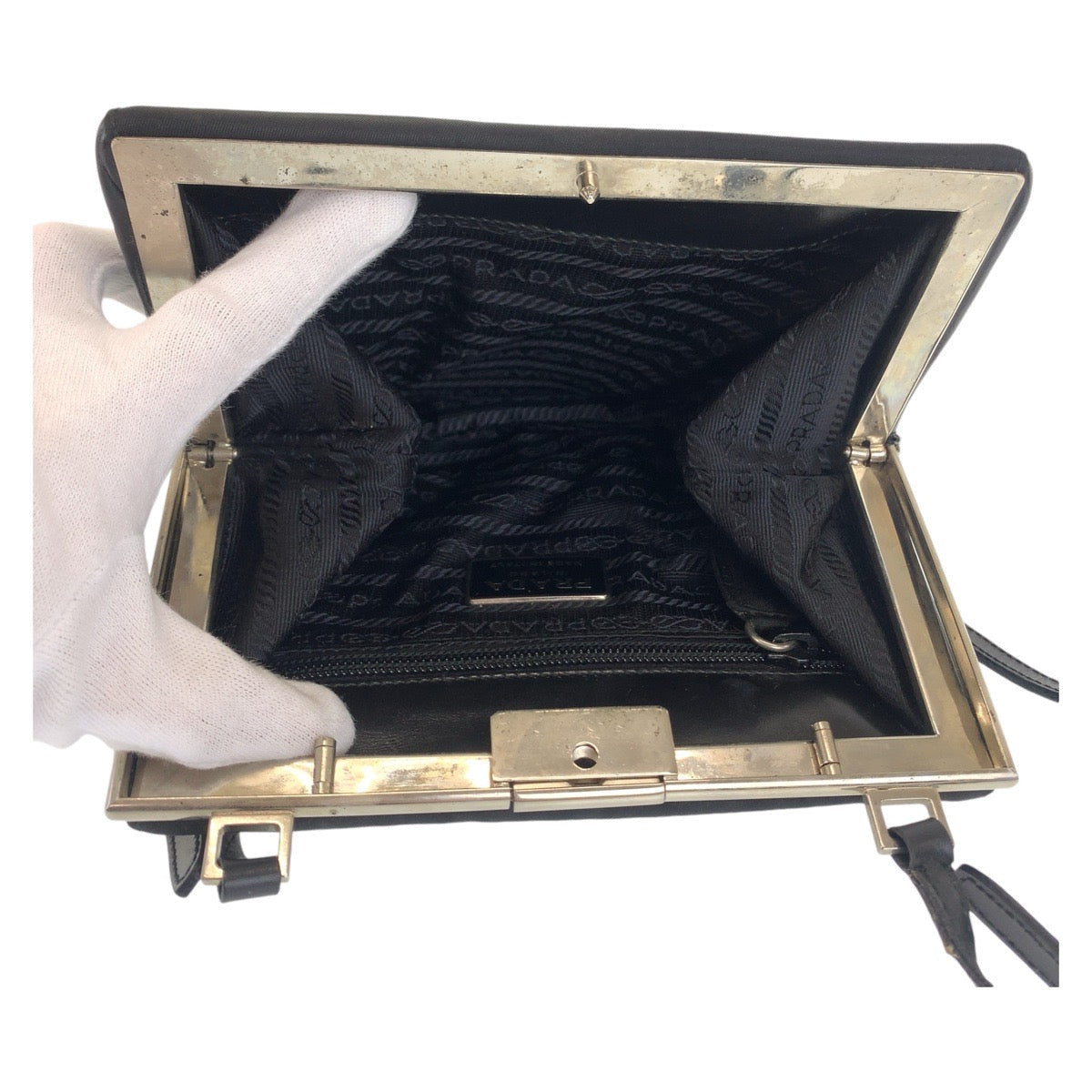 PRADA – Nylon Shoulder Pochette with Triangle Logo – Black with Silver Hardware – 100% Authentic ✨Previously Owned Very Good Condition ~40% Off MSRP