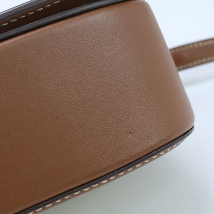 PRADA – Canvas & Leather Shoulder Bag – Beige with Gold Hardware – 100% Authentic ✨Previously Owned Very Good Condition ~39% Off MSRP