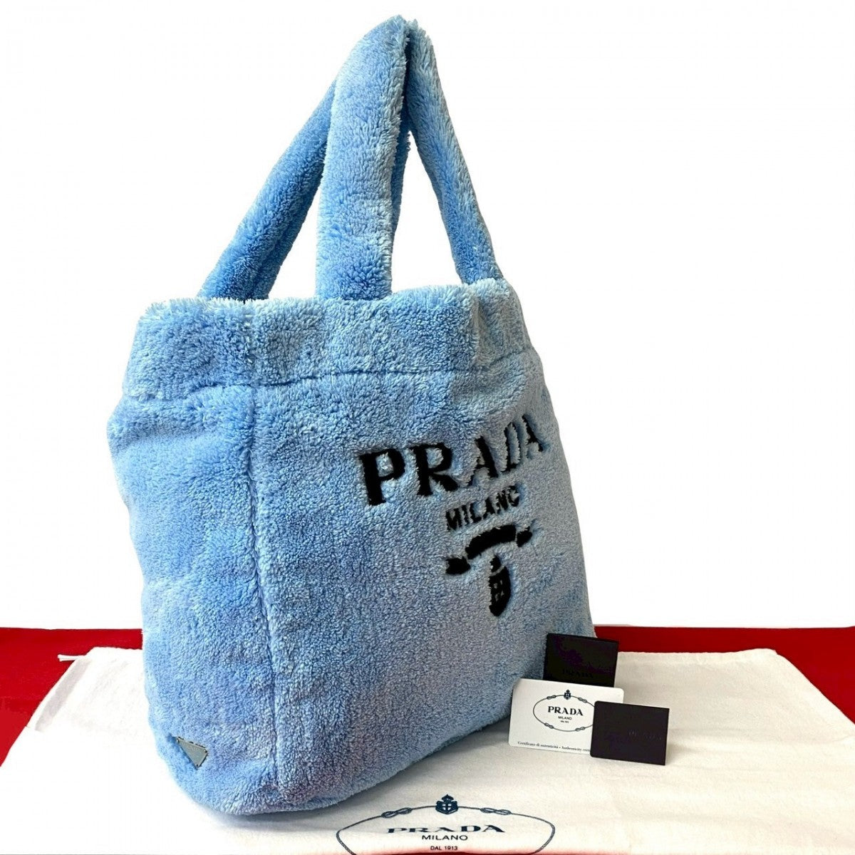 PRADA – Terry Tote Bag (Pile Towel) with Triangle Logo – Blue – 100% Authentic ✨Previously Owned Very Good Condition ~40% Off MSRP