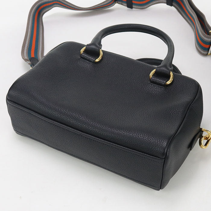 PRADA – 2WAY Vittello Leather Handbag – Black with Gold Hardware – 100% Authentic ✨Previously Owned Excellent Condition ~39% Off MSRP