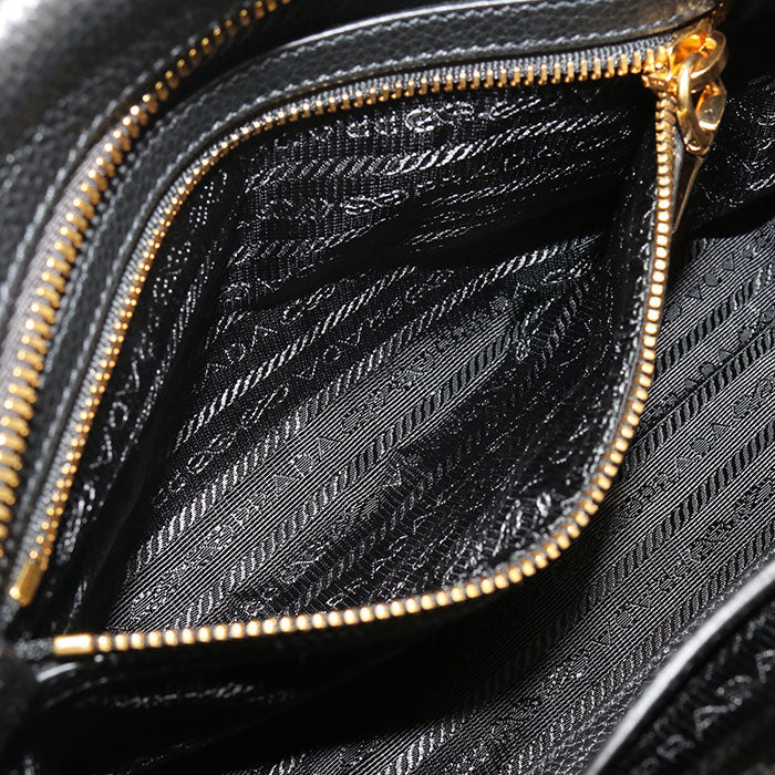 PRADA – 2WAY Vittello Leather Handbag – Black with Gold Hardware – 100% Authentic ✨Previously Owned Excellent Condition ~39% Off MSRP