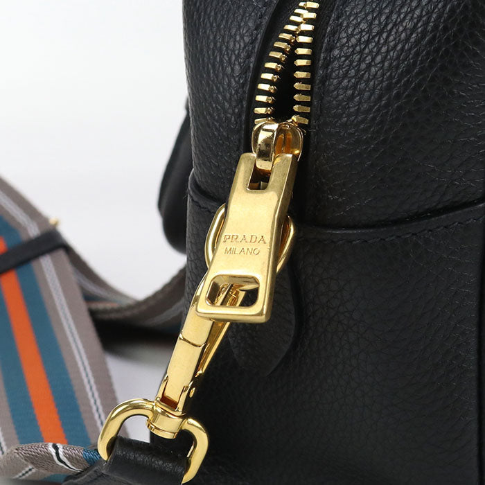 PRADA – 2WAY Vittello Leather Handbag – Black with Gold Hardware – 100% Authentic ✨Previously Owned Excellent Condition ~39% Off MSRP