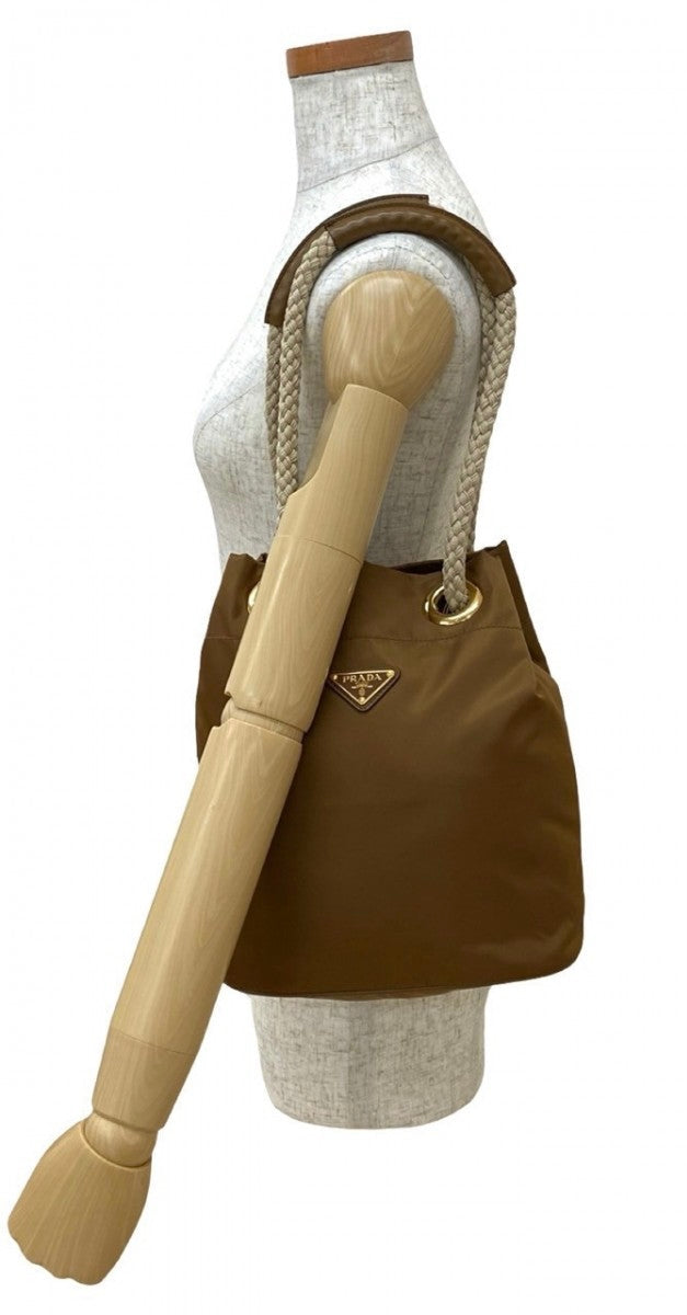 PRADA – Marina Small Re-Nylon &Leather Shoulder Bag – Brown with Triangle Logo – 100% Authentic ✨Previously Owned Excellent Condition ~35% Off MSRP