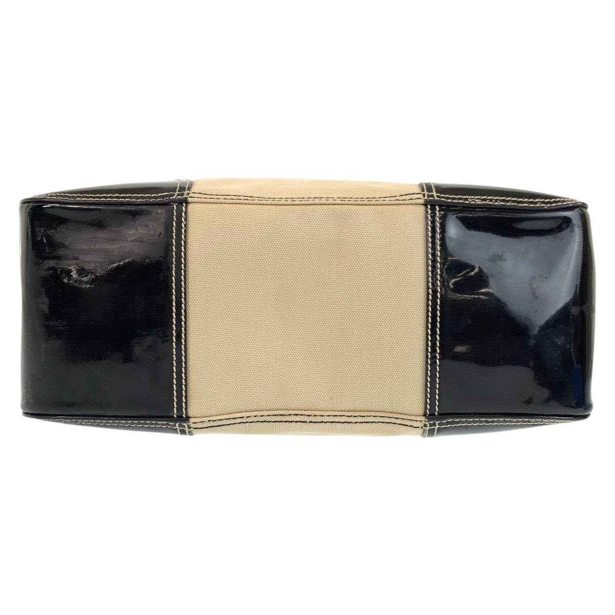 PRADA – Canvas Tote Bag with Triangle Logo – Beige &amp; Black with Silver Hardware – 100% Authentic ✨Previously Owned Very Good Condition ~32% Off MSRP