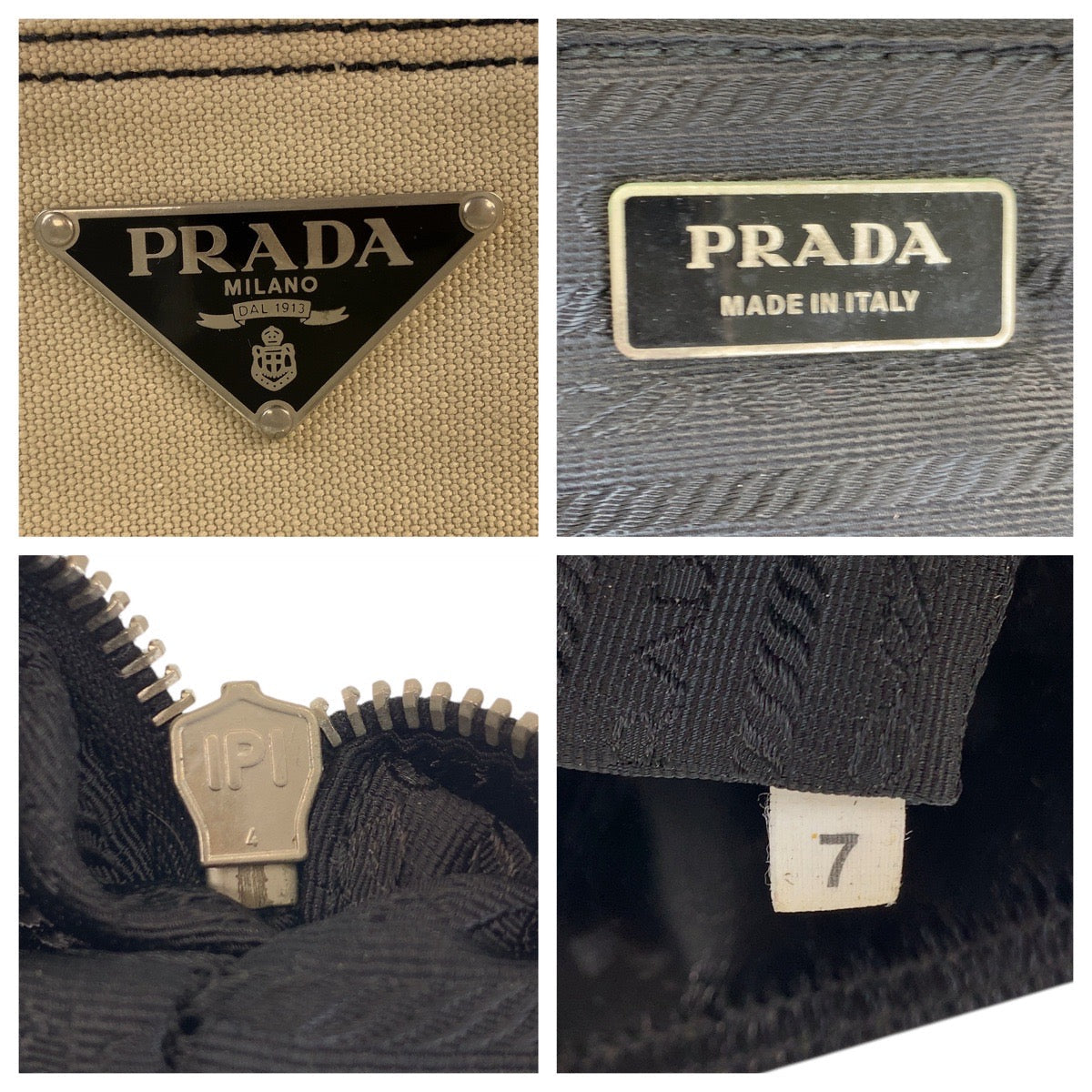 PRADA – Canvas Tote Bag with Triangle Logo – Beige &amp; Black with Silver Hardware – 100% Authentic ✨Previously Owned Very Good Condition ~32% Off MSRP