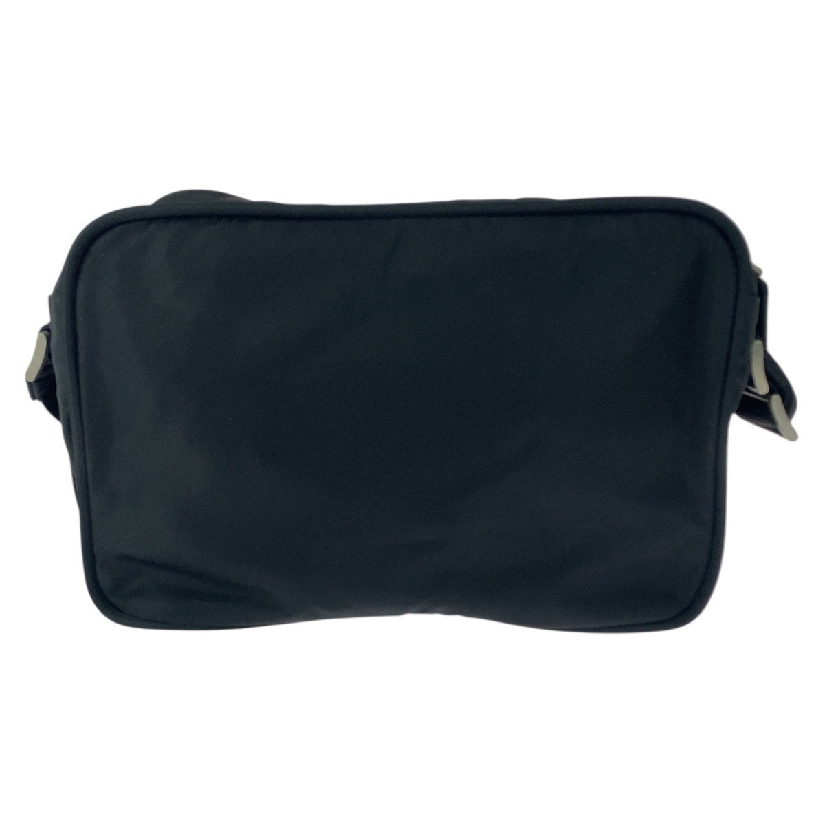 PRADA – Nylon Shoulder Bag with Triangle Logo – Black with Silver Hardware – 100% Authentic ✨Previously Owned Very Good Condition ~38% Off MSRP