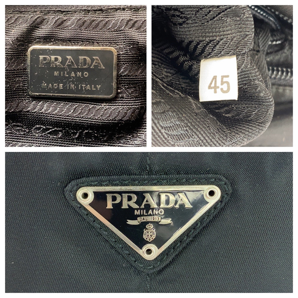 PRADA – Nylon Shoulder Bag with Triangle Logo – Black with Silver Hardware – 100% Authentic ✨Previously Owned Very Good Condition ~38% Off MSRP