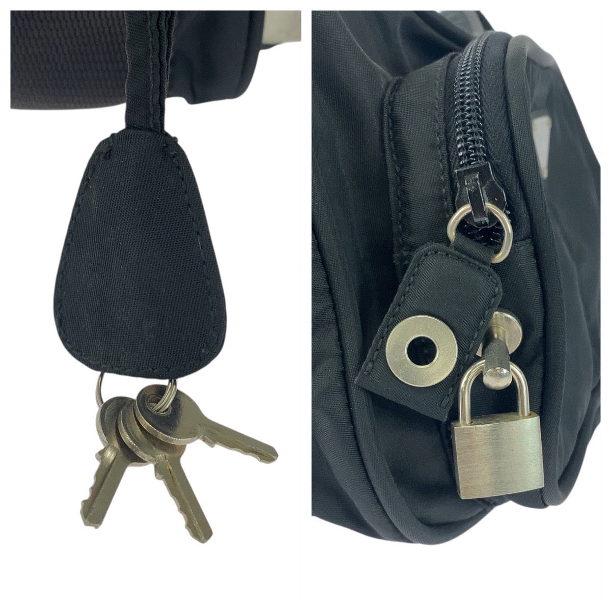 PRADA – Nylon Shoulder Bag with Triangle Logo – Black with Silver Hardware – 100% Authentic ✨Previously Owned Very Good Condition ~38% Off MSRP