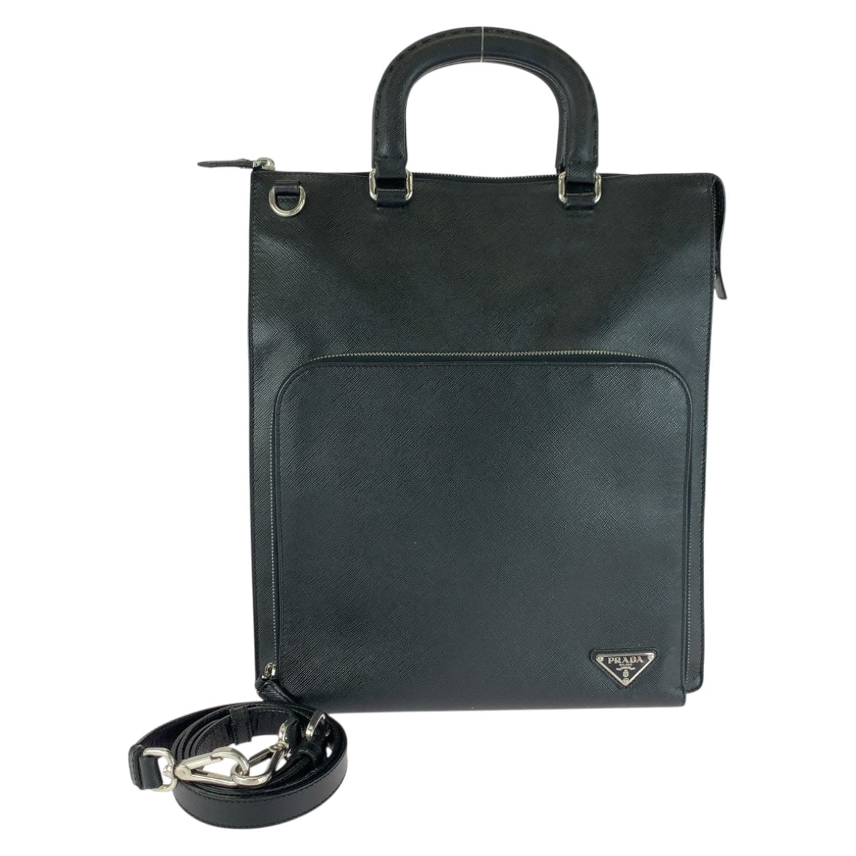 PRADA – Saffiano Leather Triangle Logo Tote Bag – Black – Men’s Business / Briefcase Style – 100% Authentic ✨Previously Owned Very Good Condition ~36% Off MSRP