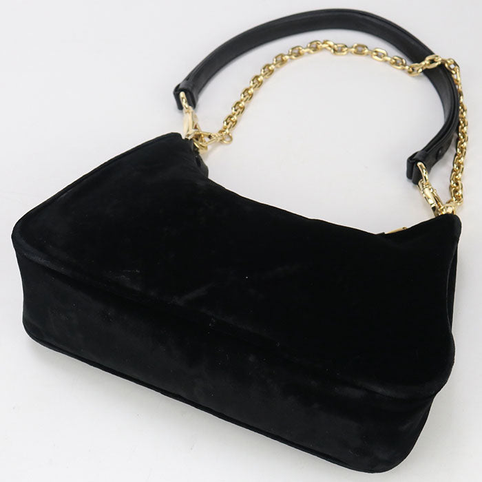 PRADA – Velvet Mini Re-Edition Shoulder Bag – Black with Gold Hardware – 100% Authentic ✨Previously Owned Very Good Condition ~39% Off MSRP
