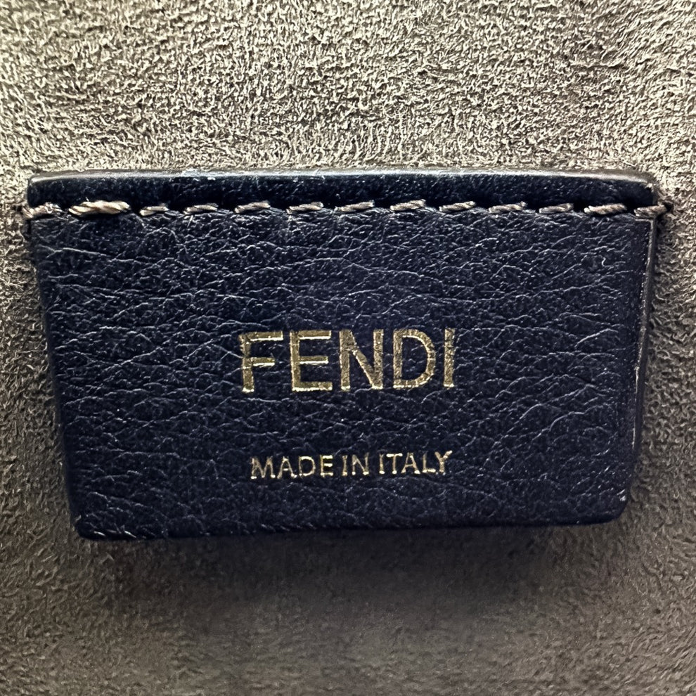 Fendi Mini Mon Tresor FF Calf Leather Bucket Bag Maya Nero Gold Previously Owned Authentic