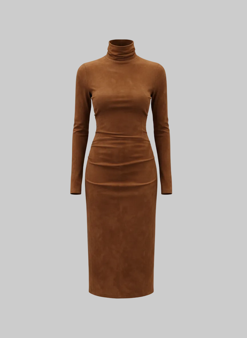 Body Skimming Midi Suede Effect Dress * Last Chance *