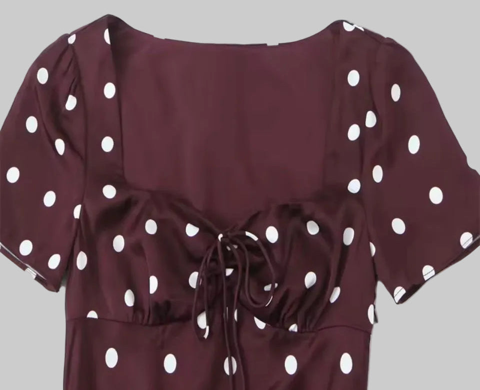 Polka Dot Empire Waist Midi Dress