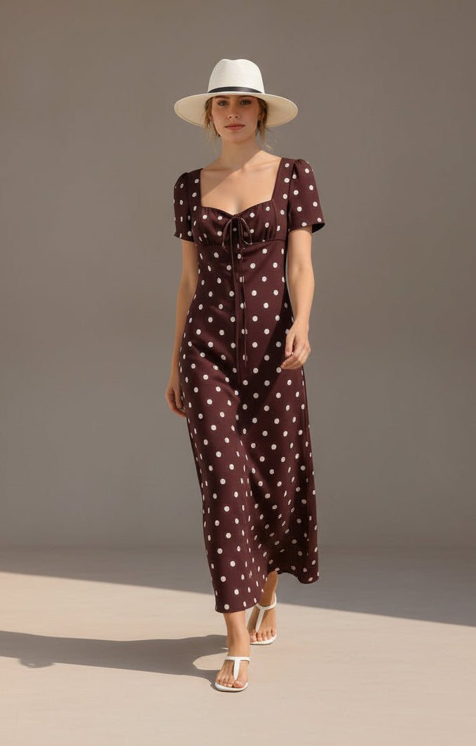 Polka Dot Empire Waist Midi Dress
