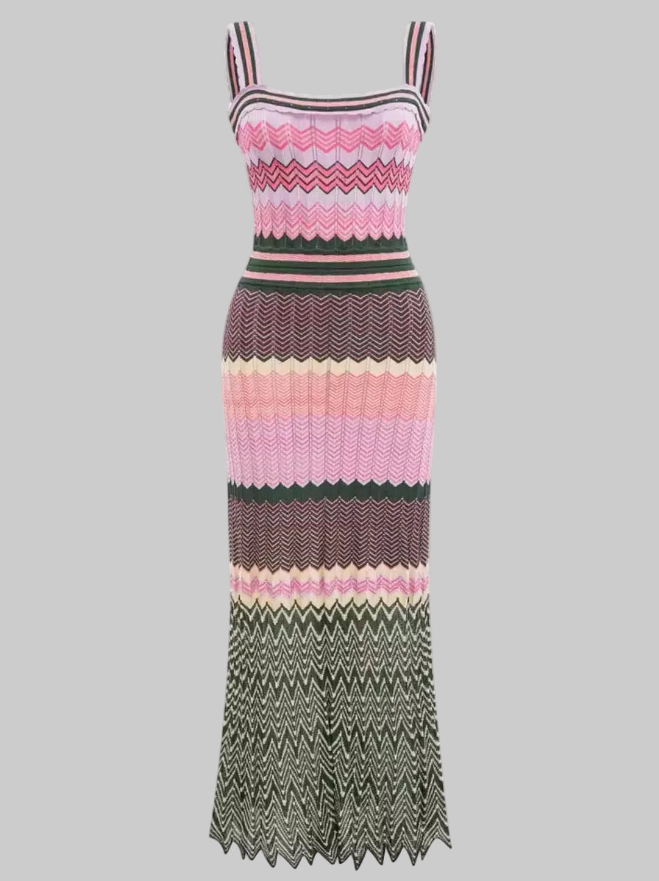 Zigzag Knit Maxi Dress