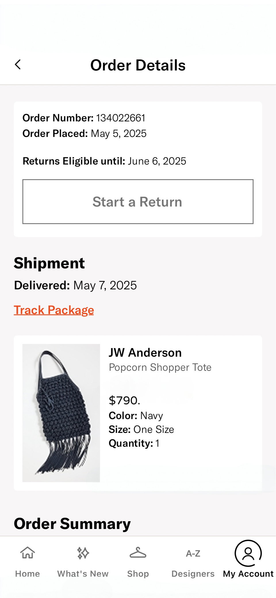 JW Anderson Popcorn Shopper Tote in deep navy Authentic Previously Owned