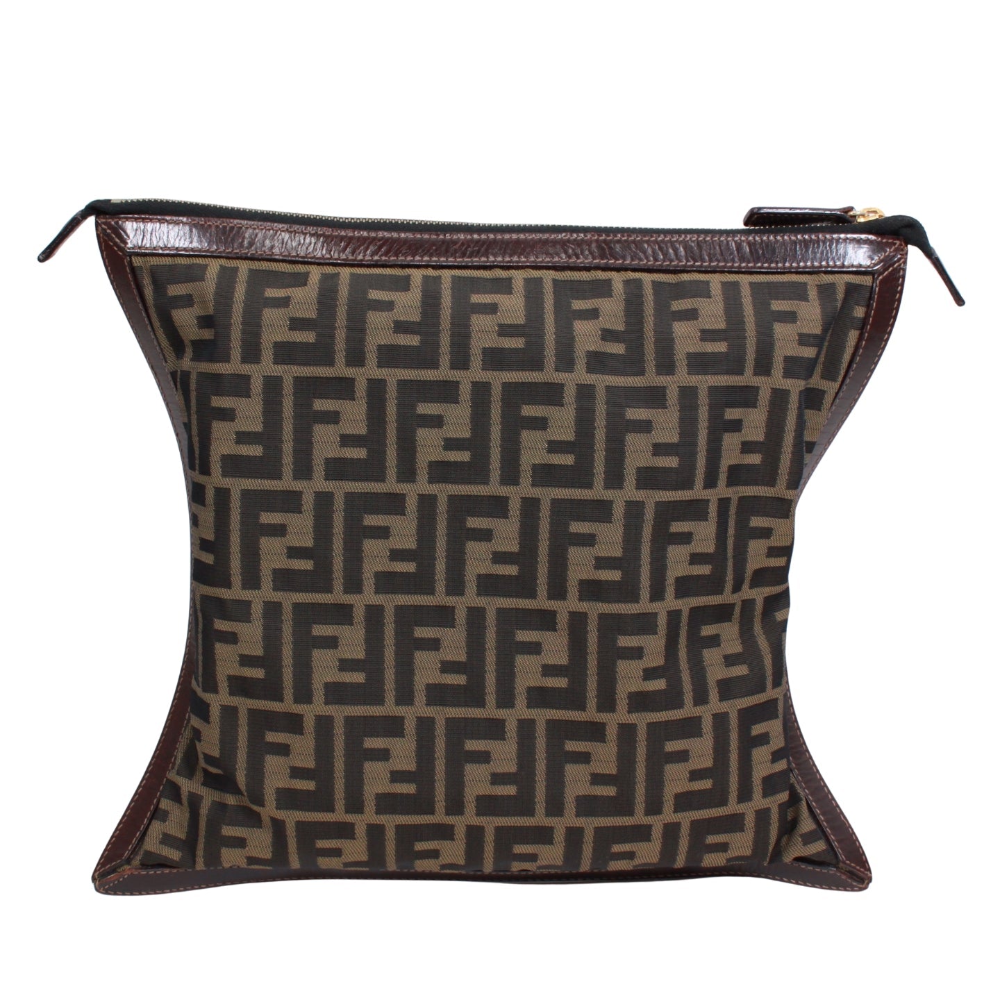 Fendi Zucca Pattern Clutch Bag Canvas Leather Previously Owned Authentic