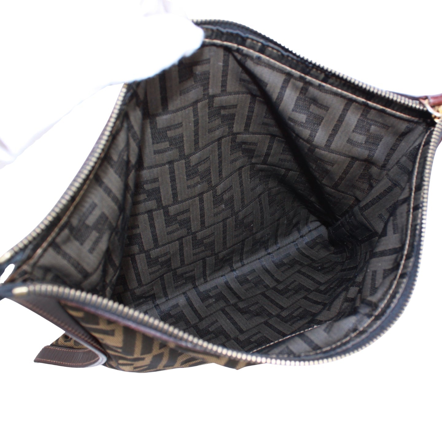 Fendi Zucca Pattern Clutch Bag Canvas Leather Previously Owned Authentic