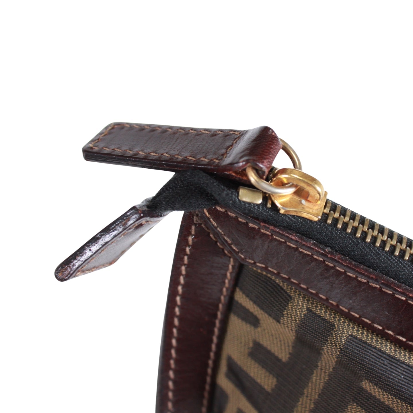 Fendi Zucca Pattern Clutch Bag Brown Canvas Leather – Fair Condition | L’LUXE Authentic’s