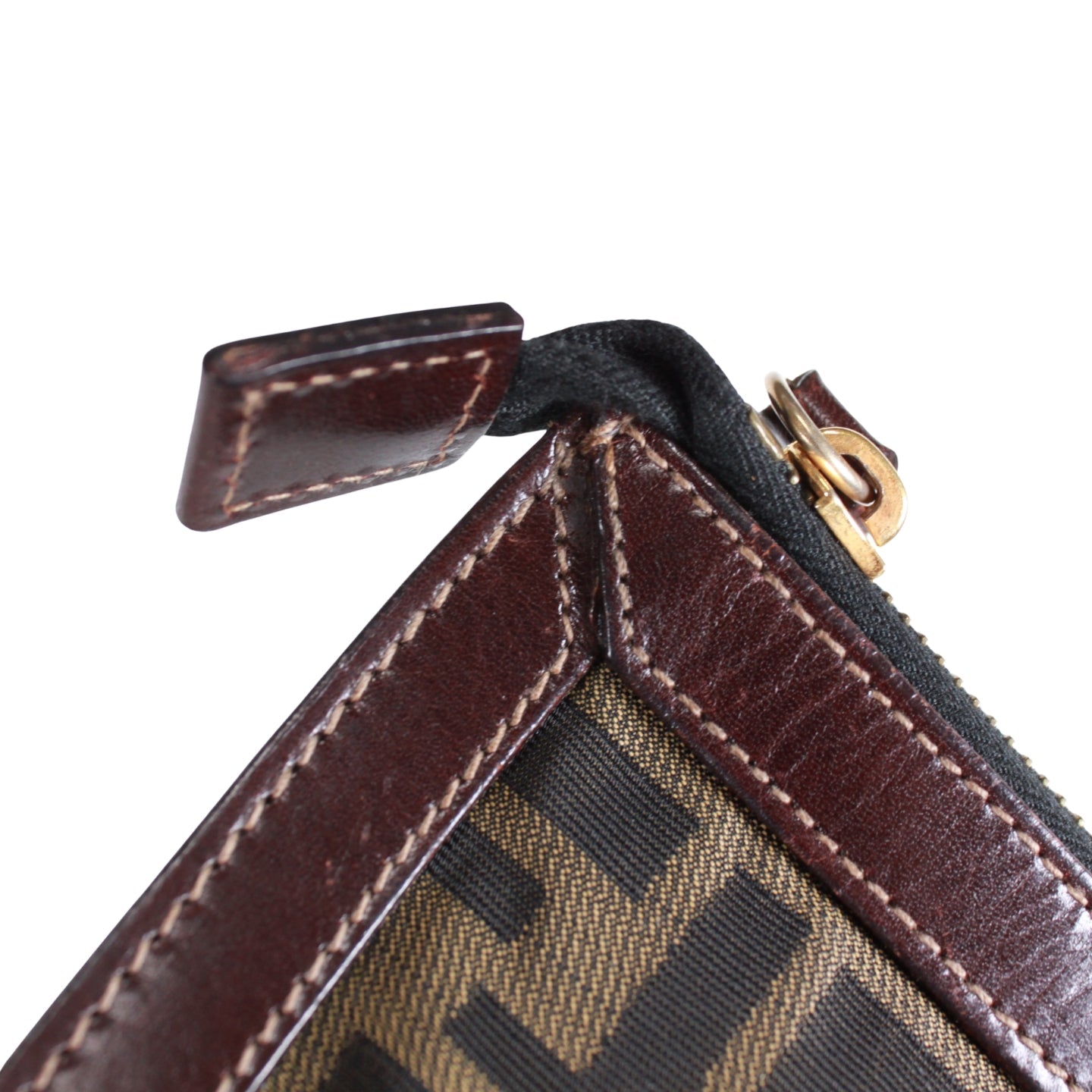 Fendi Zucca Pattern Clutch Bag Canvas Leather Previously Owned Authentic