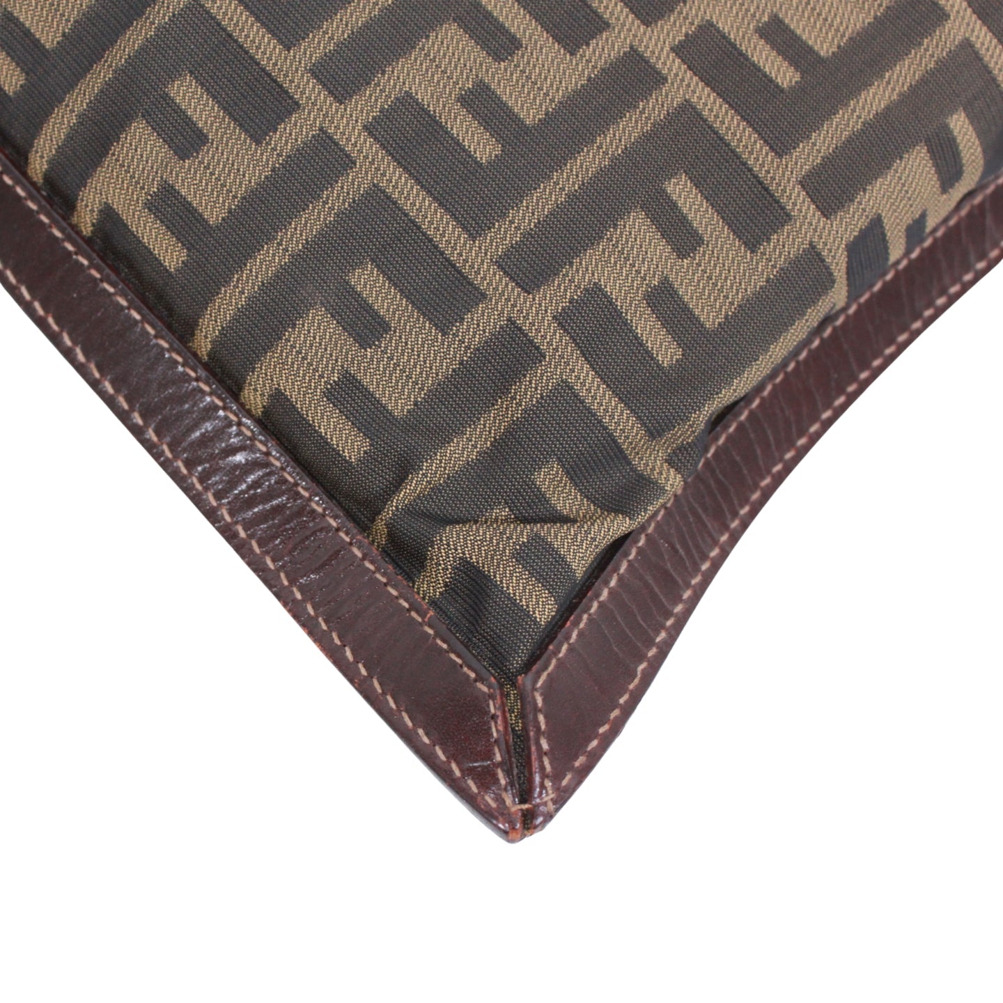 Fendi Zucca Pattern Clutch Bag Canvas Leather Previously Owned Authentic