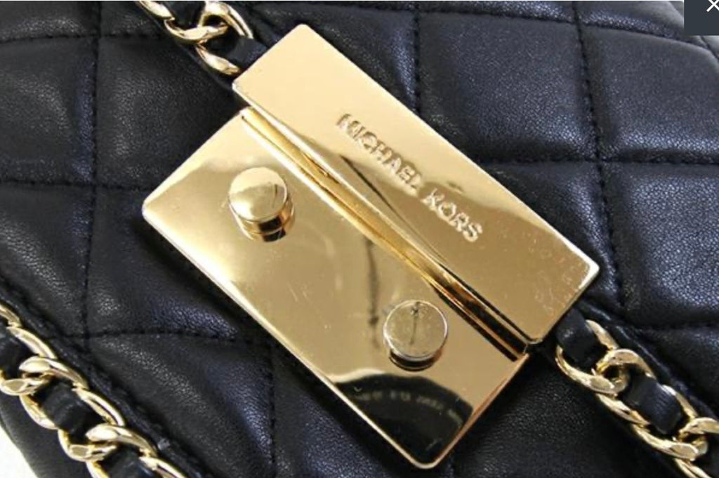 Michael Kors Chain Shoulder Bag Quilted Leather Black Gold – Pre-Owned -Very Good Condition | L’LUXE Authentics