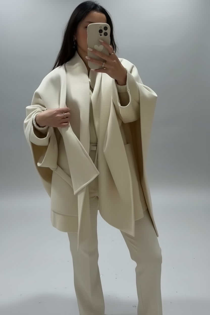 Shawl Collar Cape Jacket – Loose Fit Wool | Coats & Jackets