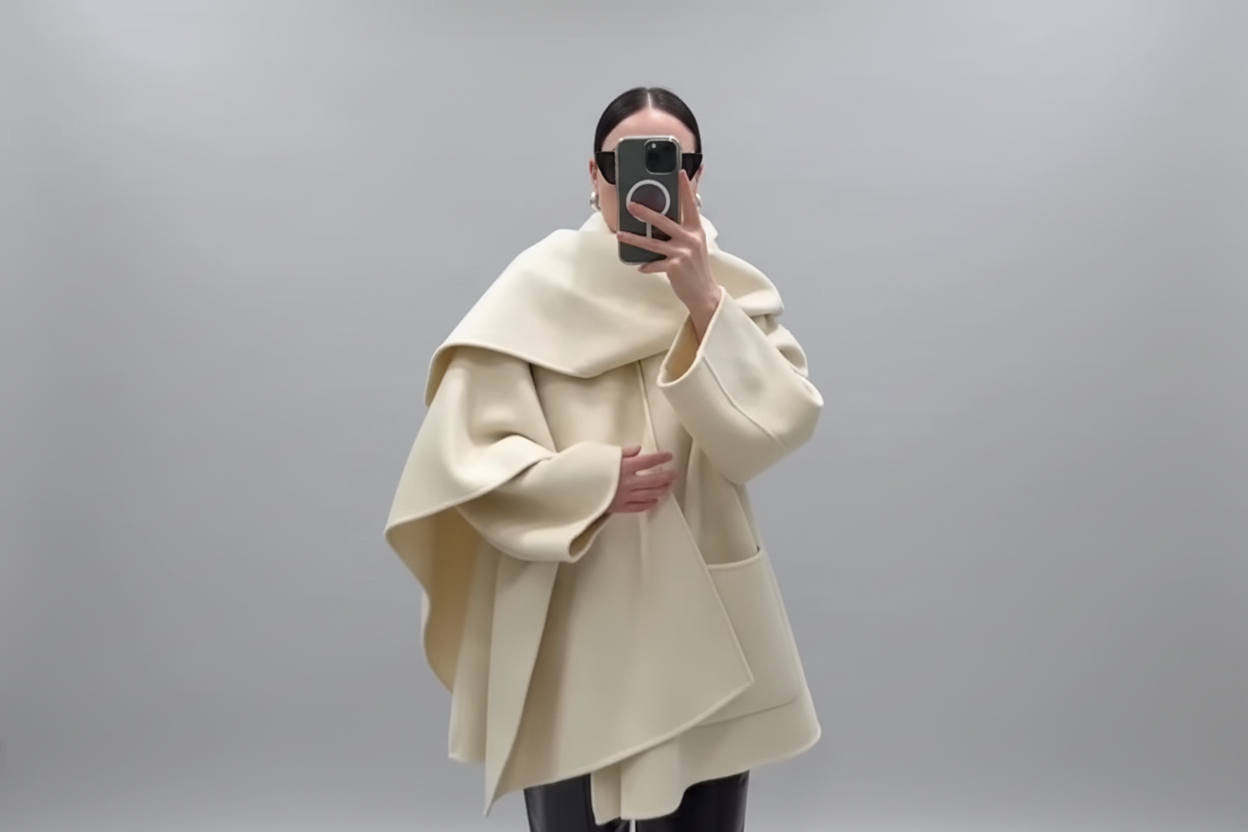 Shawl Collar Cape Jacket – Loose Fit Wool | Coats & Jackets